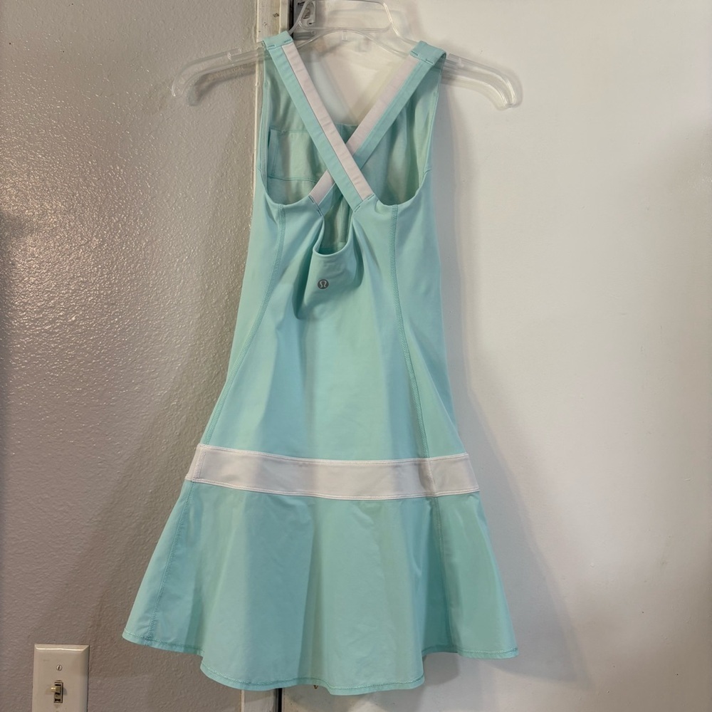Lululemon Hot Hitter Dress Aquamarine Mint Tennis Active Criss Cross Back XS 0 - Picture 4 of 10